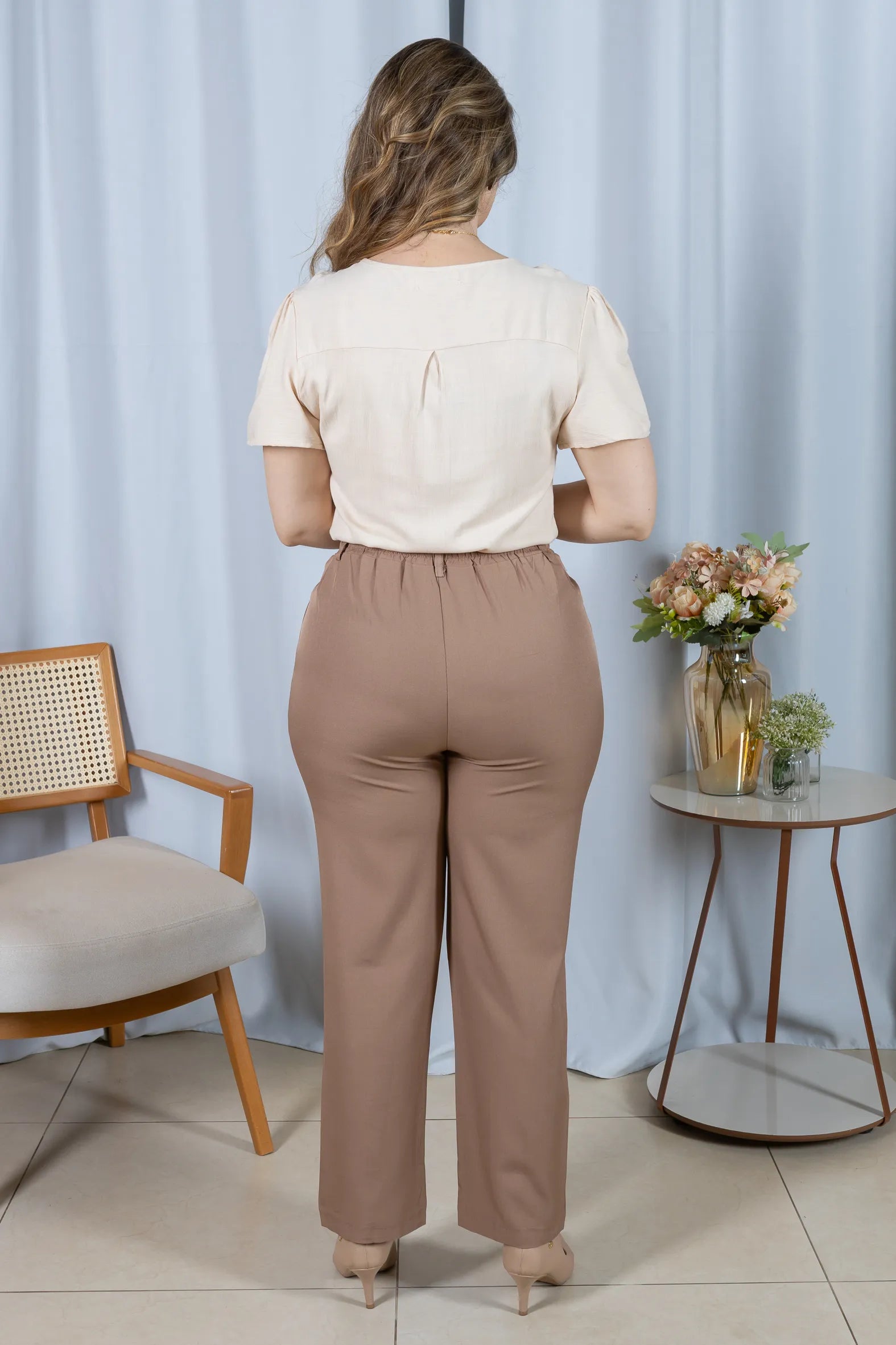 Blusa Visco Linen com Botões Chloe Creme