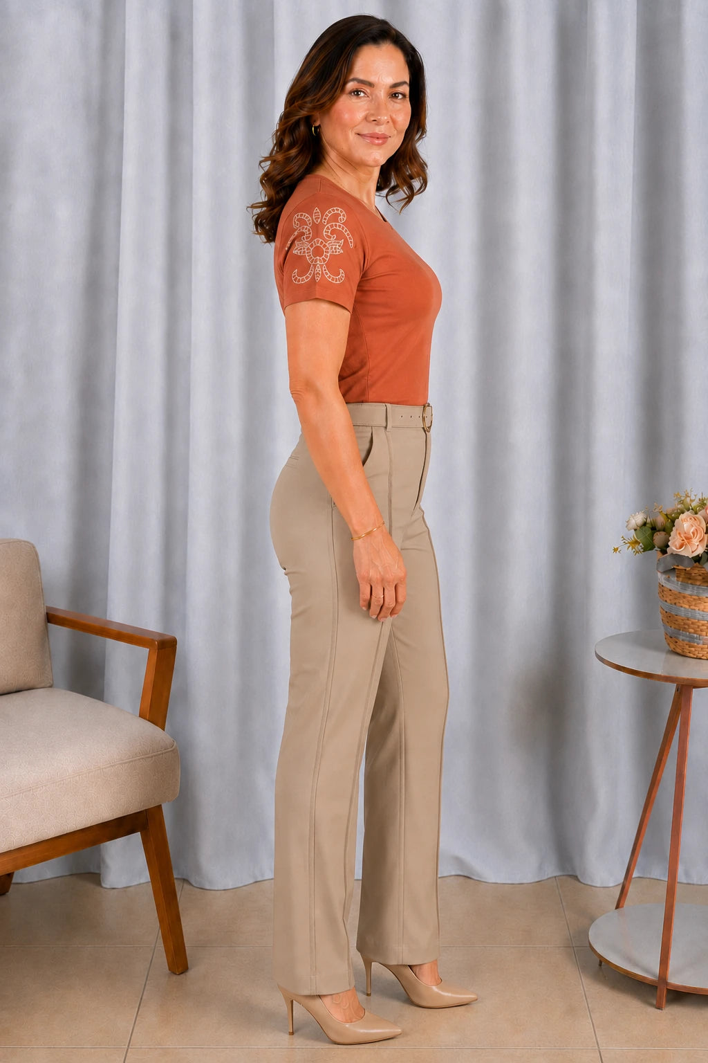 Blusa Cotton Lycra com Bordado Delicado Sabrina Rosê
