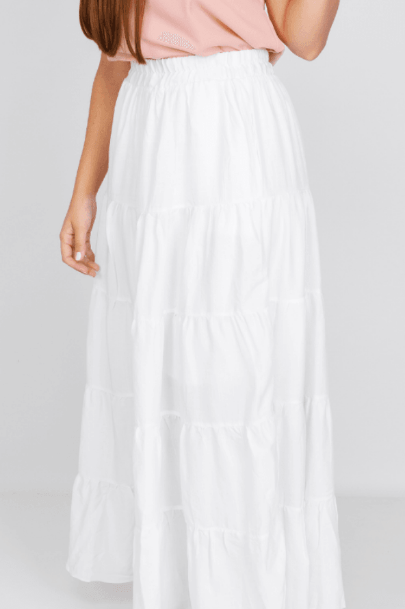 Saia Midi Forrada Viscose Aurora Branca - imporium