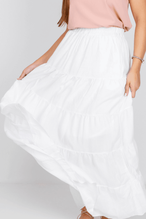 Saia Midi Forrada Viscose Aurora Branca - imporium