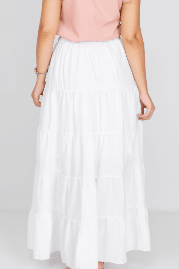 Saia Midi Forrada Viscose Aurora Branca - imporium