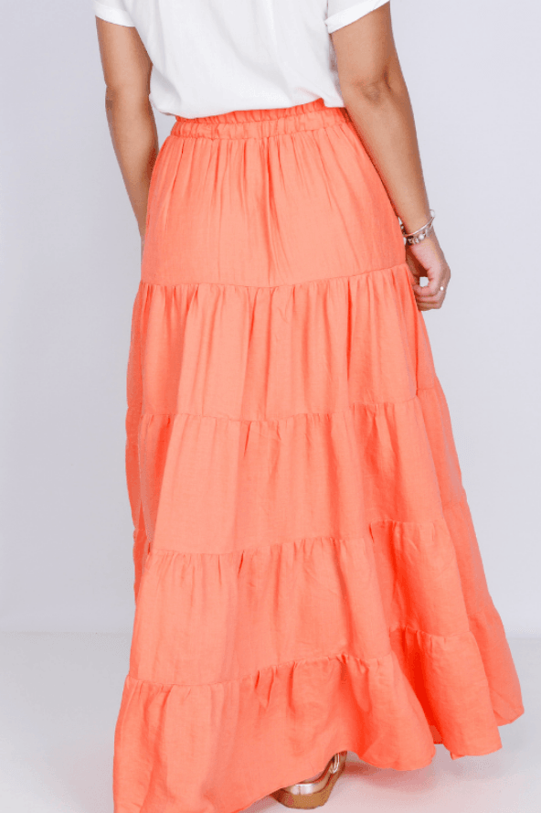 Saia Midi Forrada Viscose Aurora Laranja - imporium