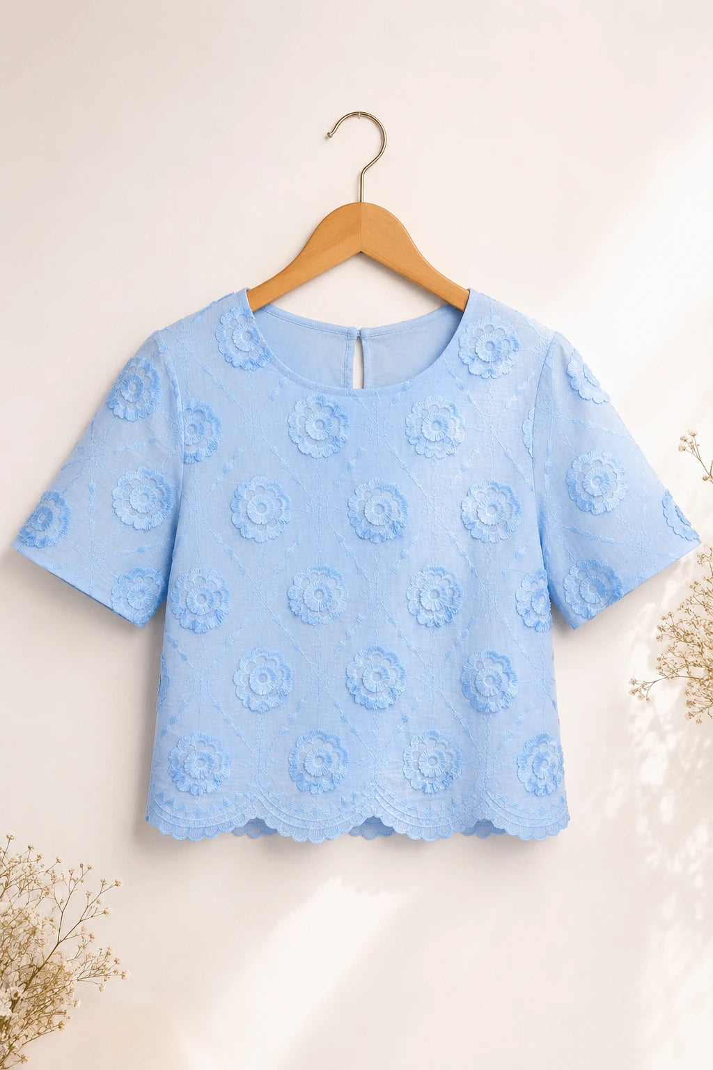 Blusa em Laise Fresca e Delicada Samantha Azul