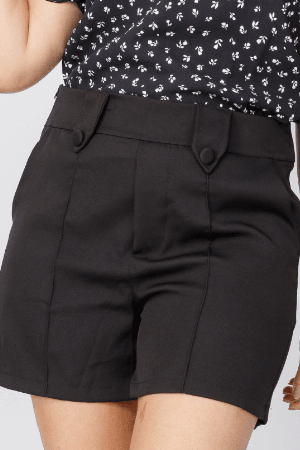 Shorts Detalhe Cós Botões Milena Preto - imporium
