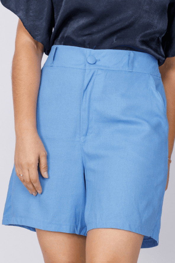 Shorts em Linho Liso Vera Azul Celeste - imporium