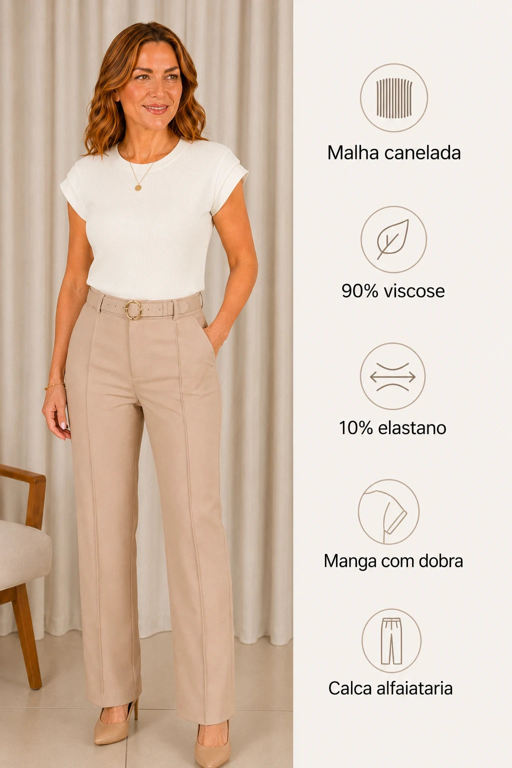 Blusa Malha Canelada Confortável Suzane Branca