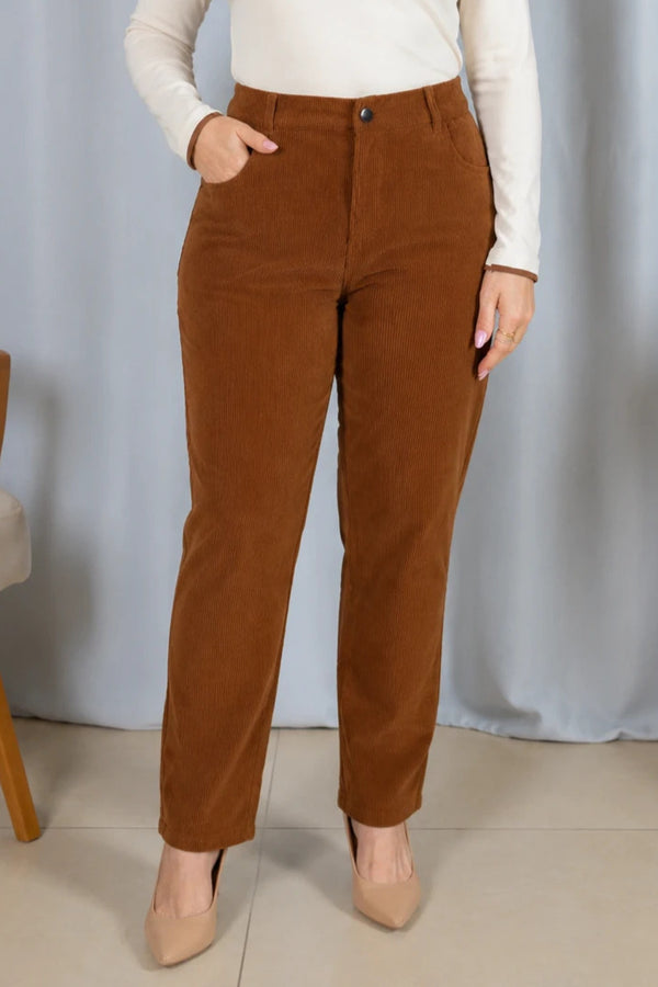 Calça Cotelê Corte Reto Lupita Marrom
