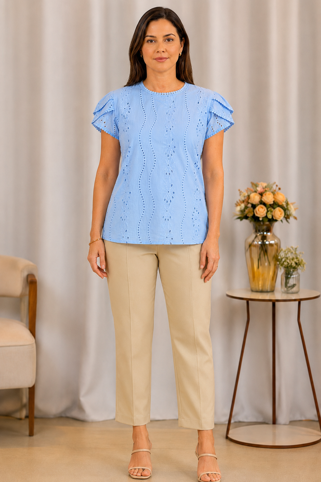 Blusa Laise com Manga Transpassada Valesca Azul