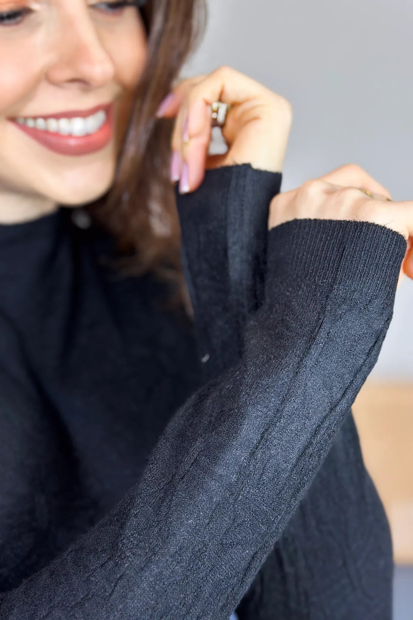 Blusa Manga Longa Em Tricot Margaret Preto