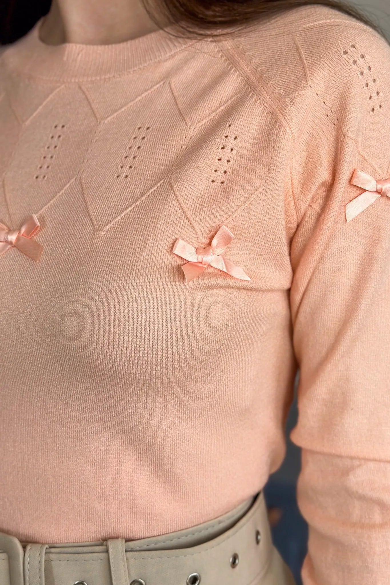 Blusa Manga Longa Em Tricot Cotton Ágata Rosa Claro