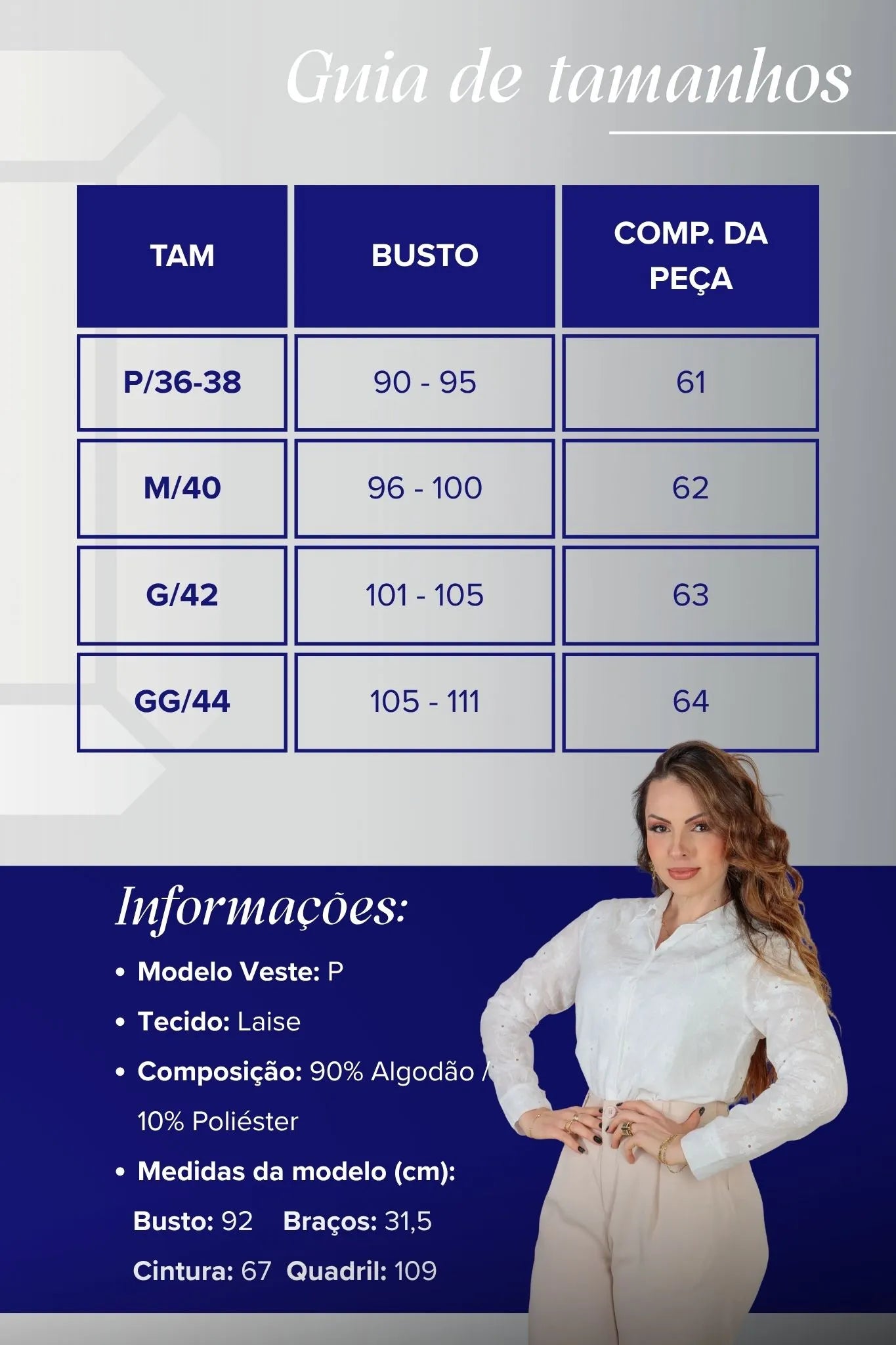 Camisa Em Laise Manga Longa Júlia Branca