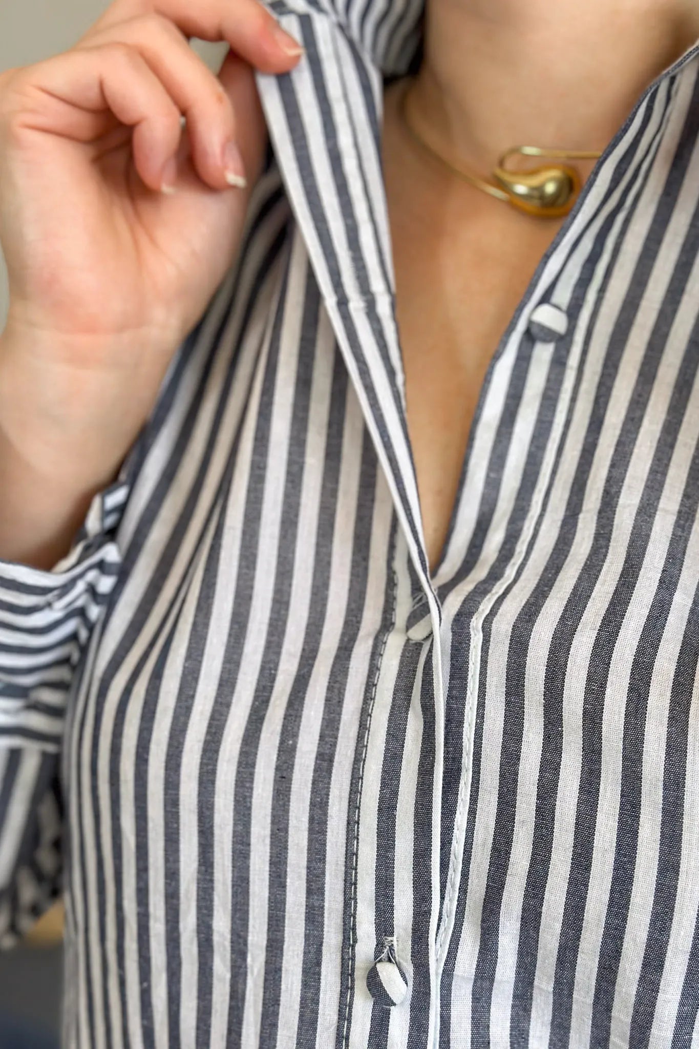 Camisa Manga Longa Classic Listrada Franciele Azul