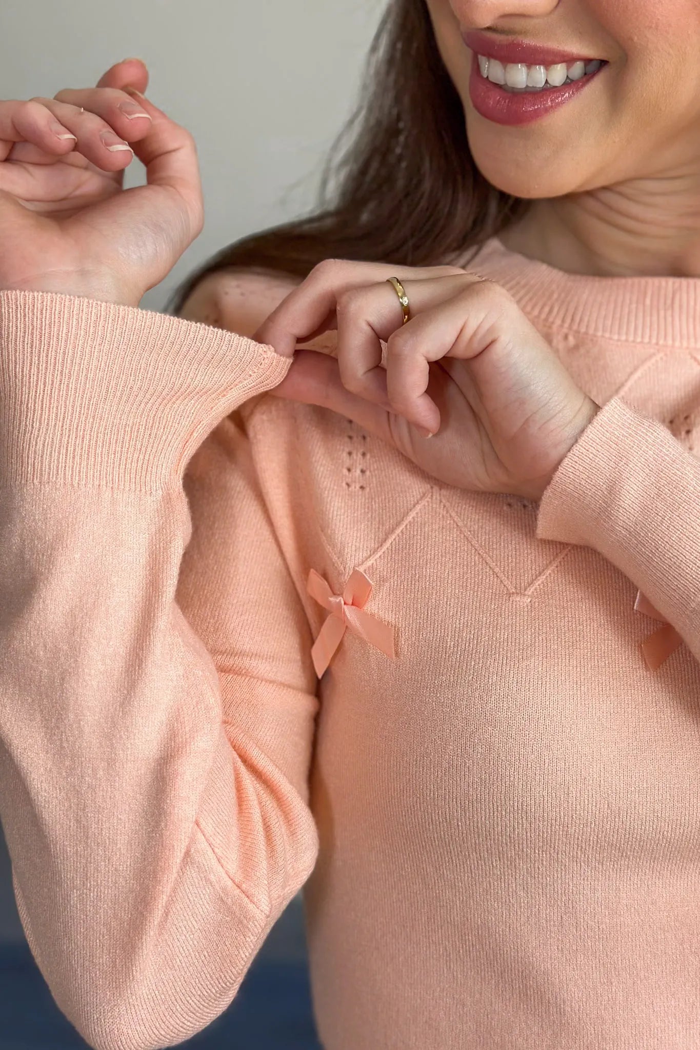 Blusa Manga Longa Em Tricot Cotton Ágata Rosa Claro