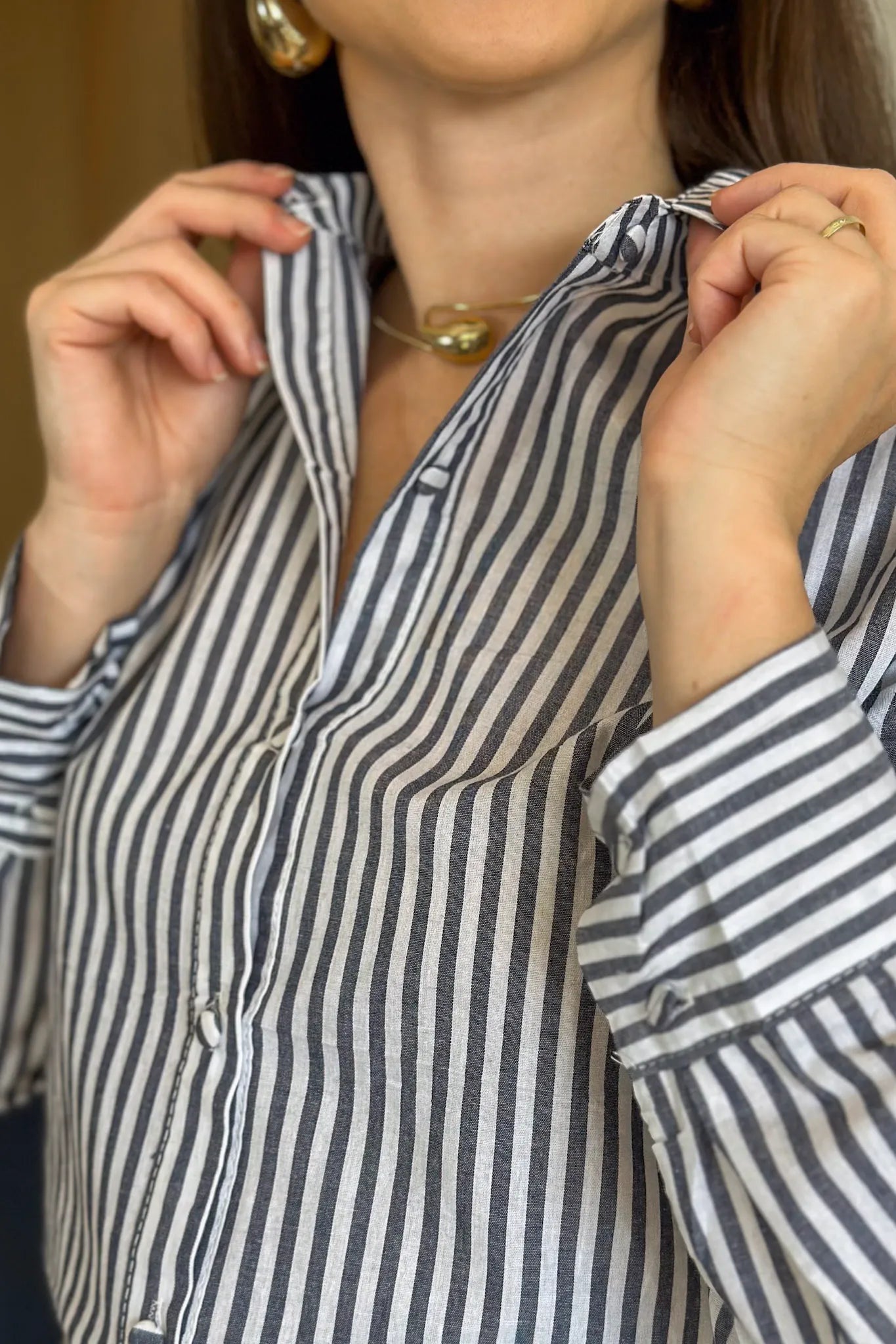 Camisa Manga Longa Classic Listrada Franciele Azul