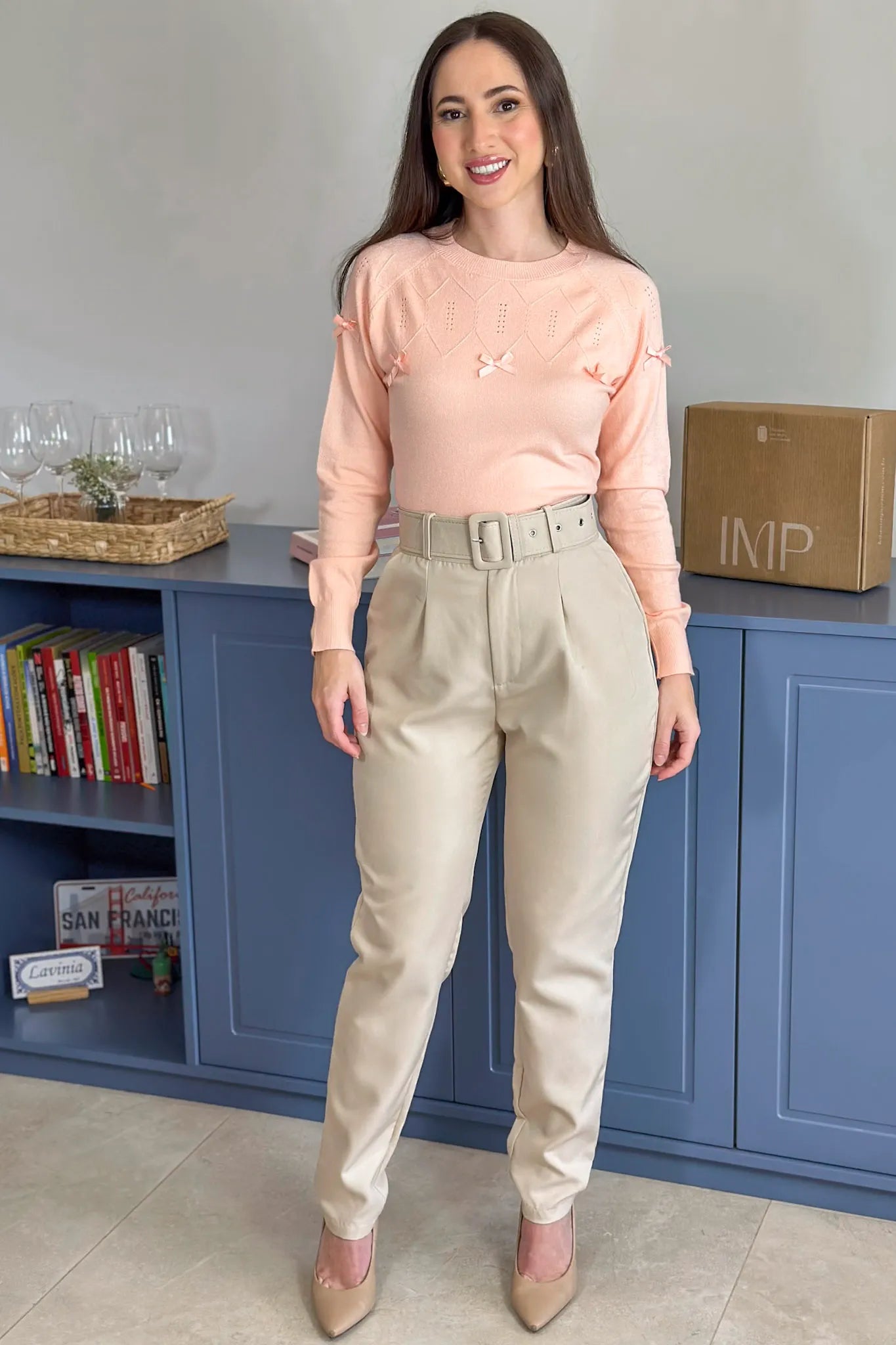 Blusa Manga Longa Em Tricot Cotton Ágata Rosa Claro