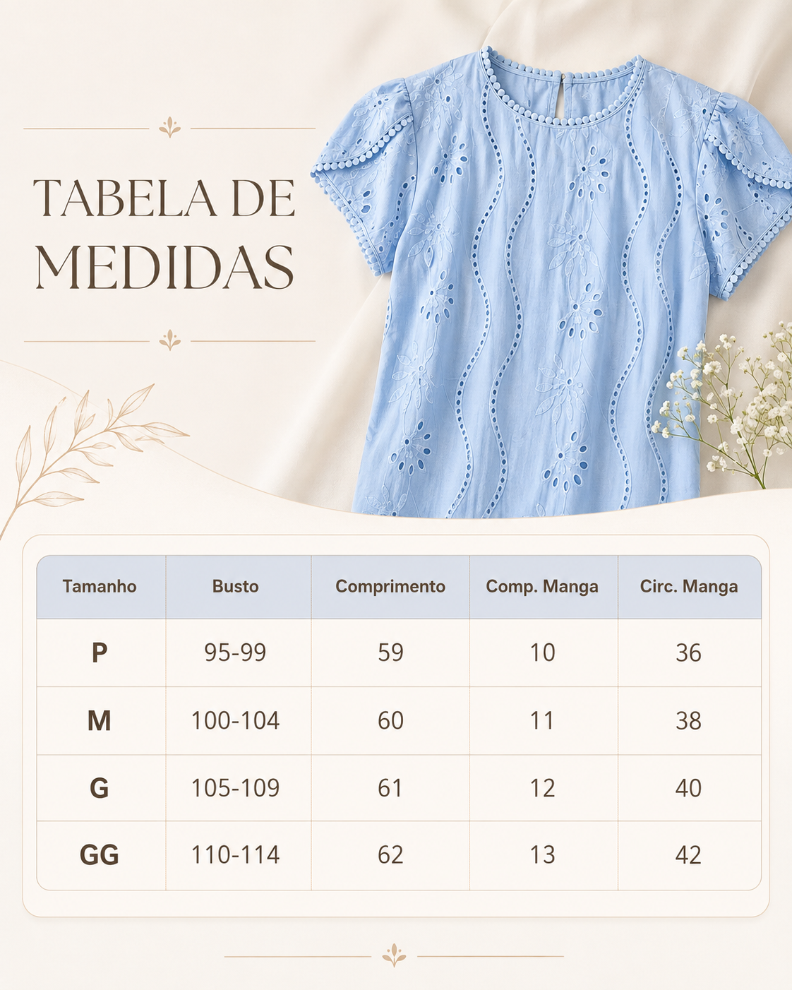 Blusa Laise com Manga Transpassada Valesca Azul