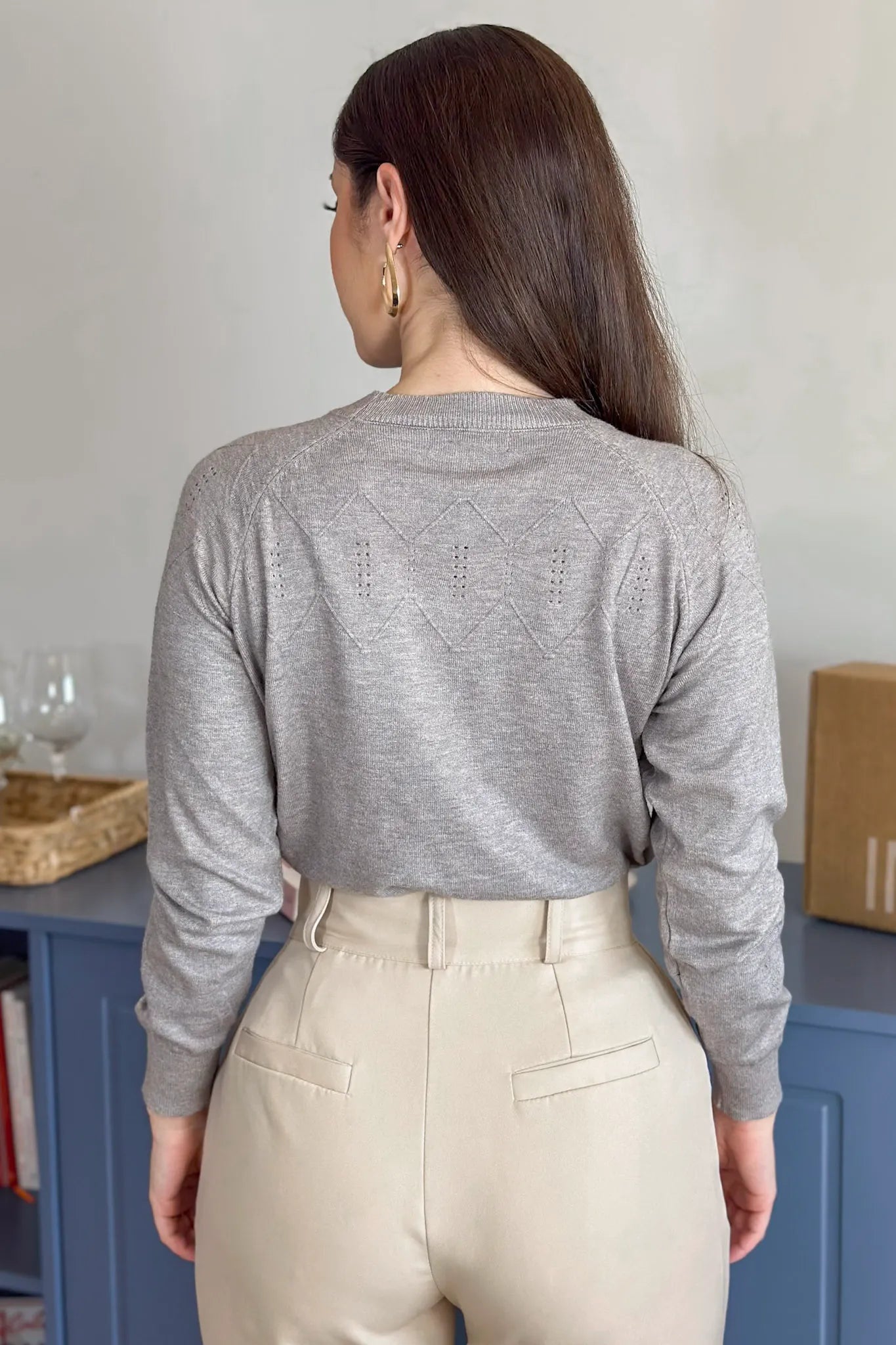 Blusa Manga Longa Em Tricot Cotton Ágata Cinza