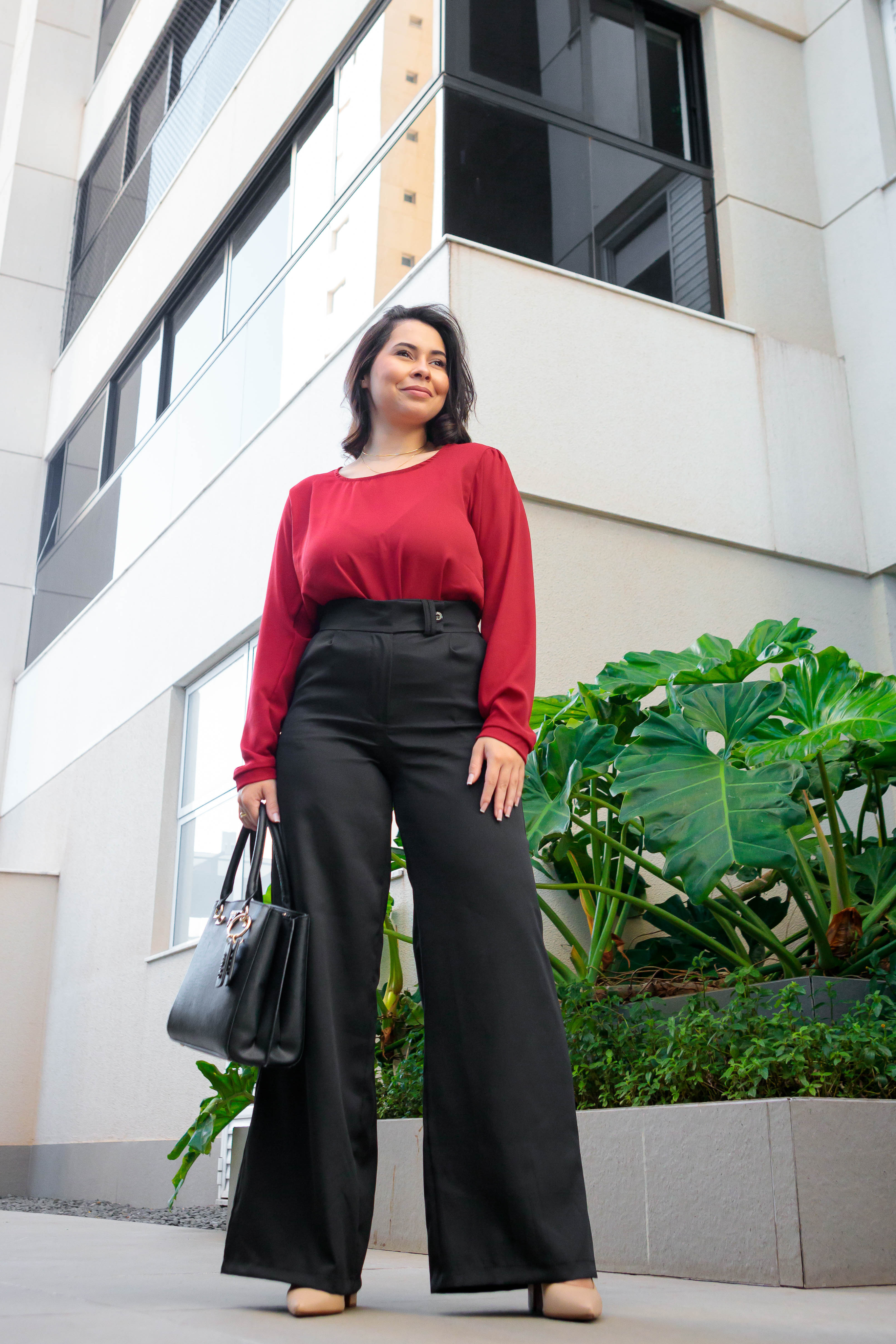 Blusa Manga Longa Decote Redondo Marli Bordo