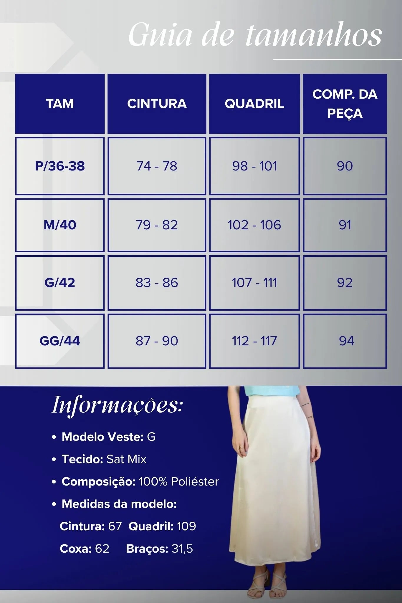 Saia Midi Lisa Sat Mix Magda Creme