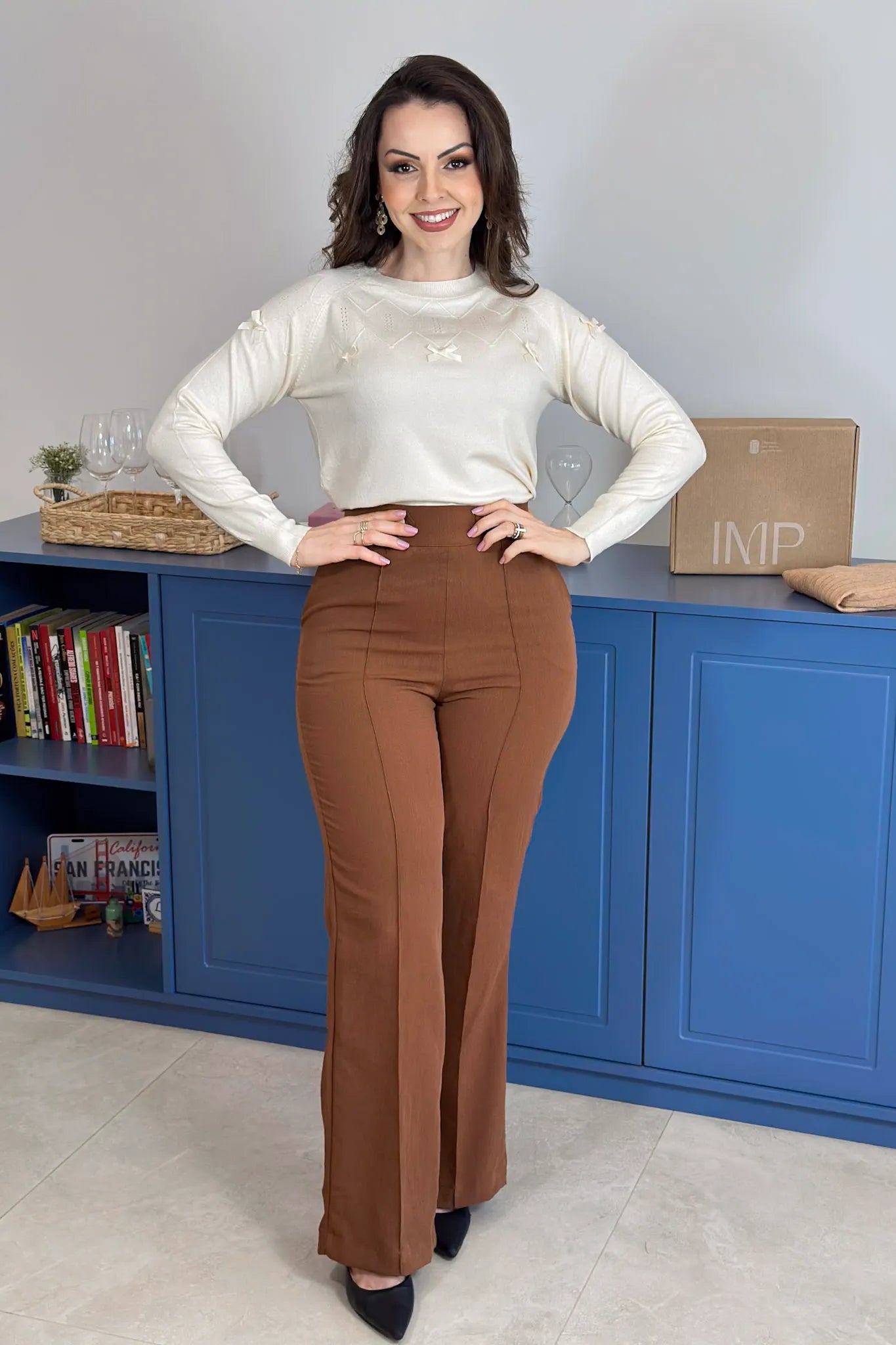 Blusa Manga Longa Em Tricot Ágata Creme