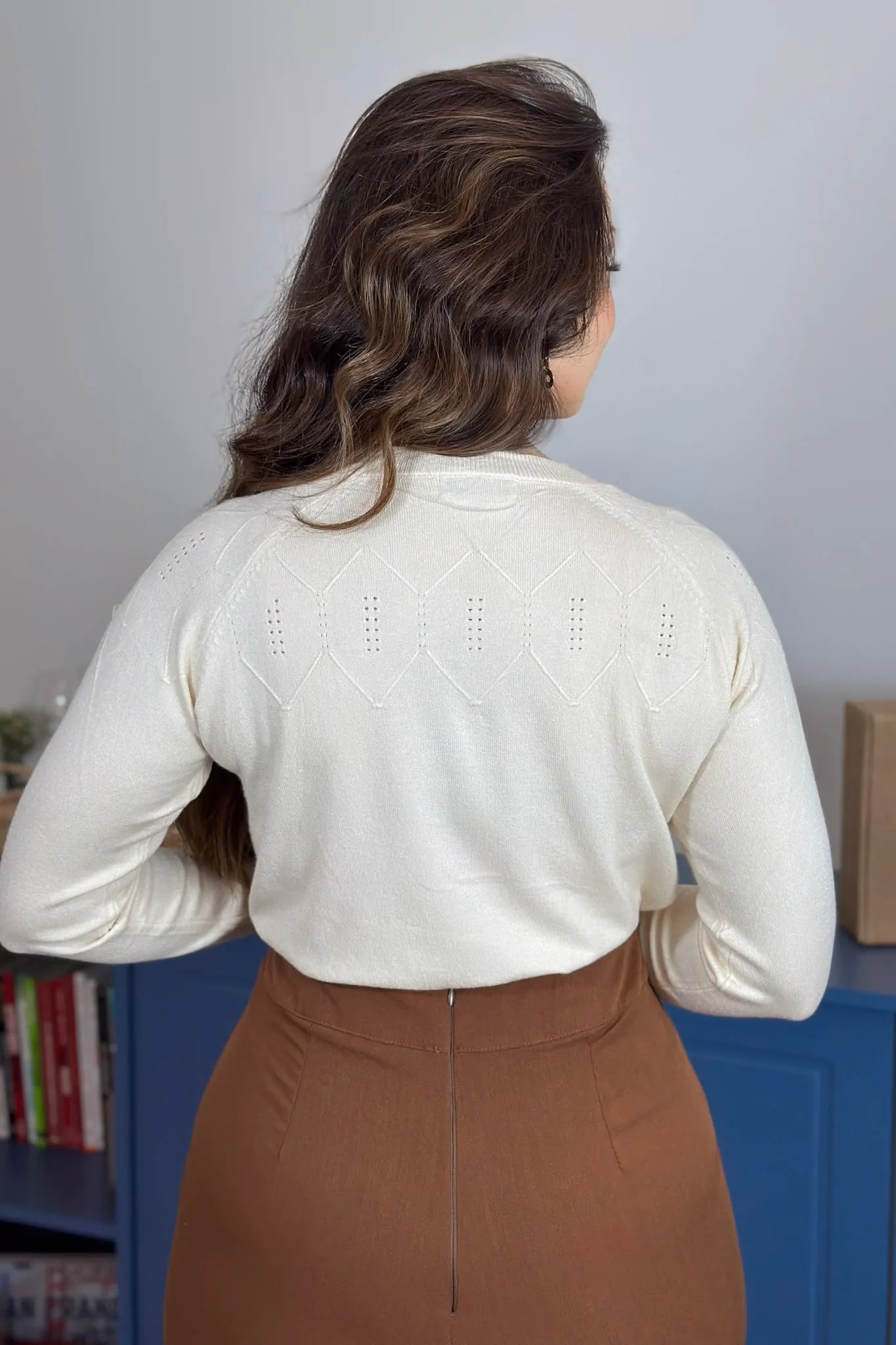 Blusa Manga Longa Em Tricot Ágata Creme