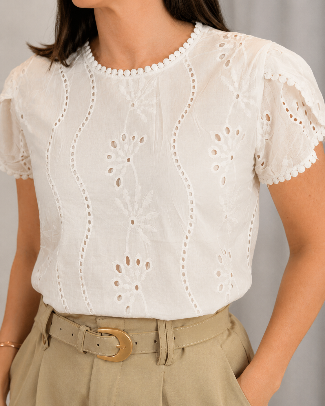 Blusa Laise com Manga Transpassada Valesca Branca
