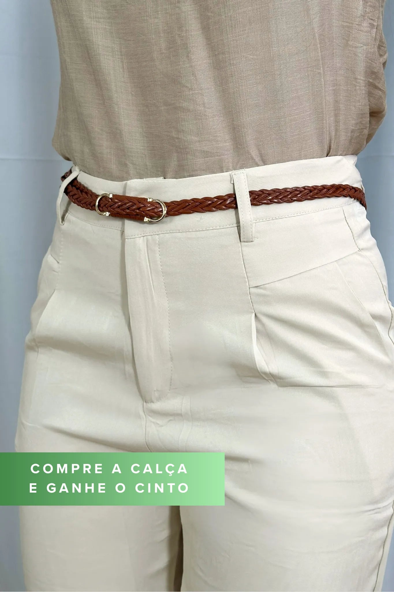 Calça Corte Reto Alfaiataria Detalhe Bolso Adriana Esteves Creme