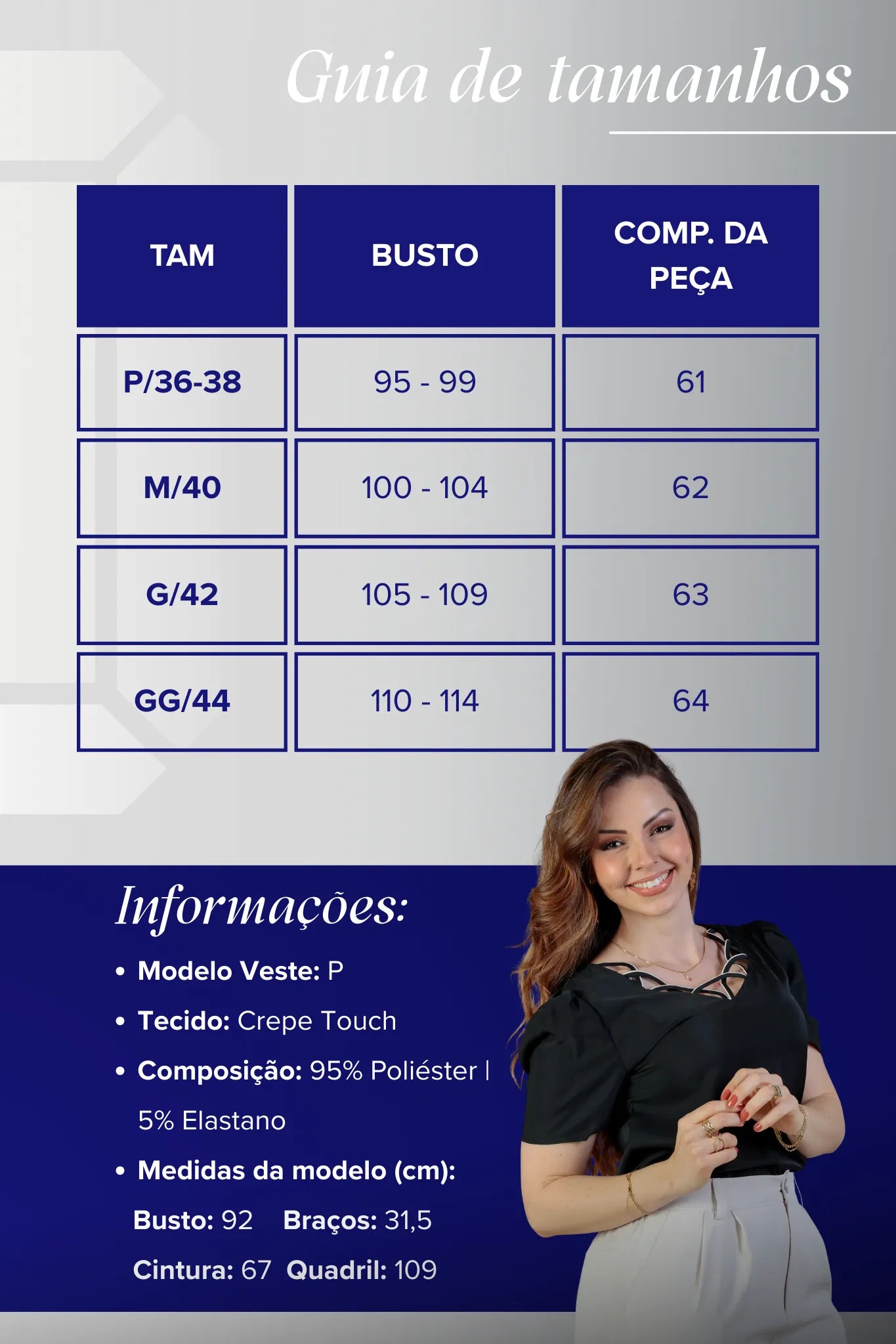 Blusa Manga Curta Detalhe Decote Crepe Touch Carolina Preta