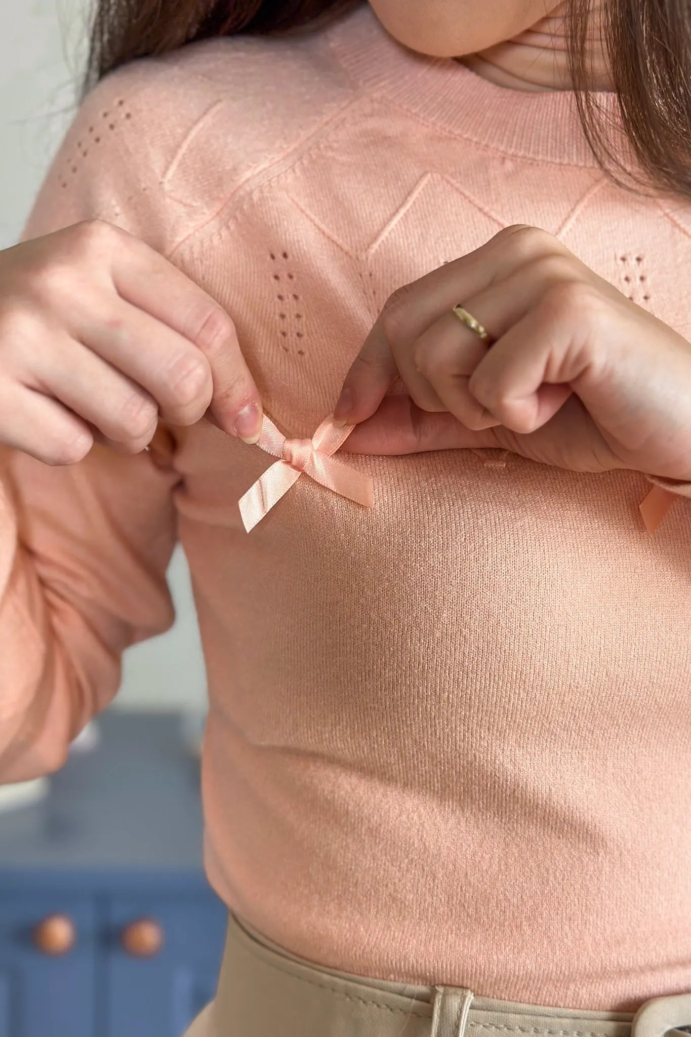 Blusa Manga Longa Em Tricot Cotton Ágata Rosa Claro