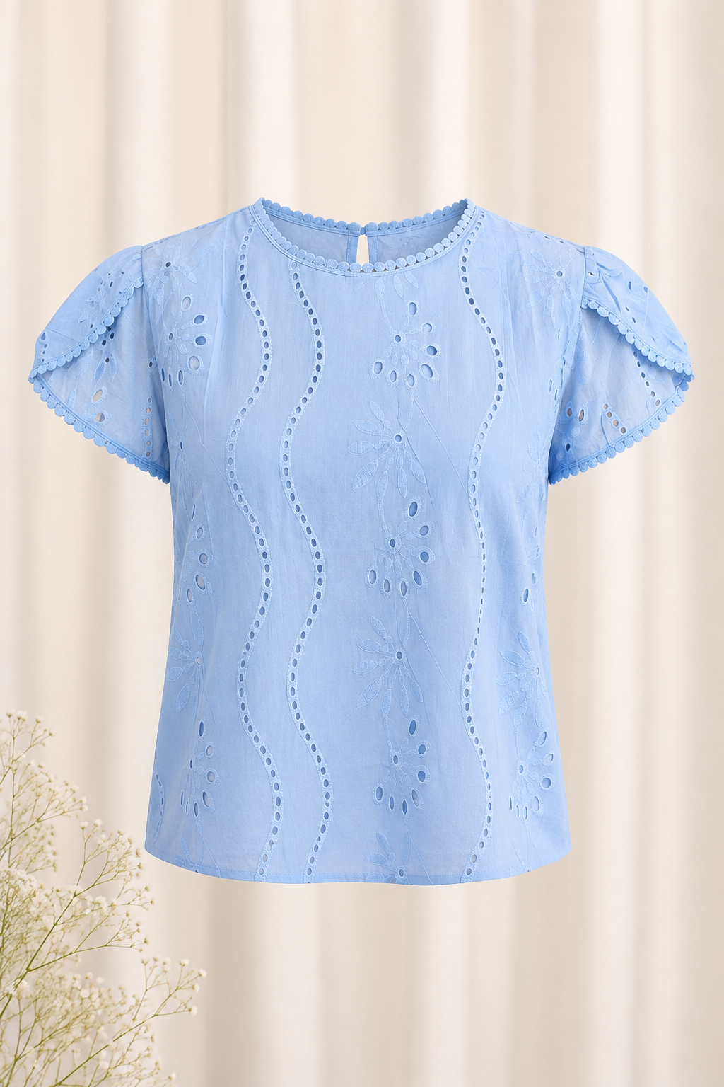 Blusa Laise com Manga Transpassada Valesca Azul
