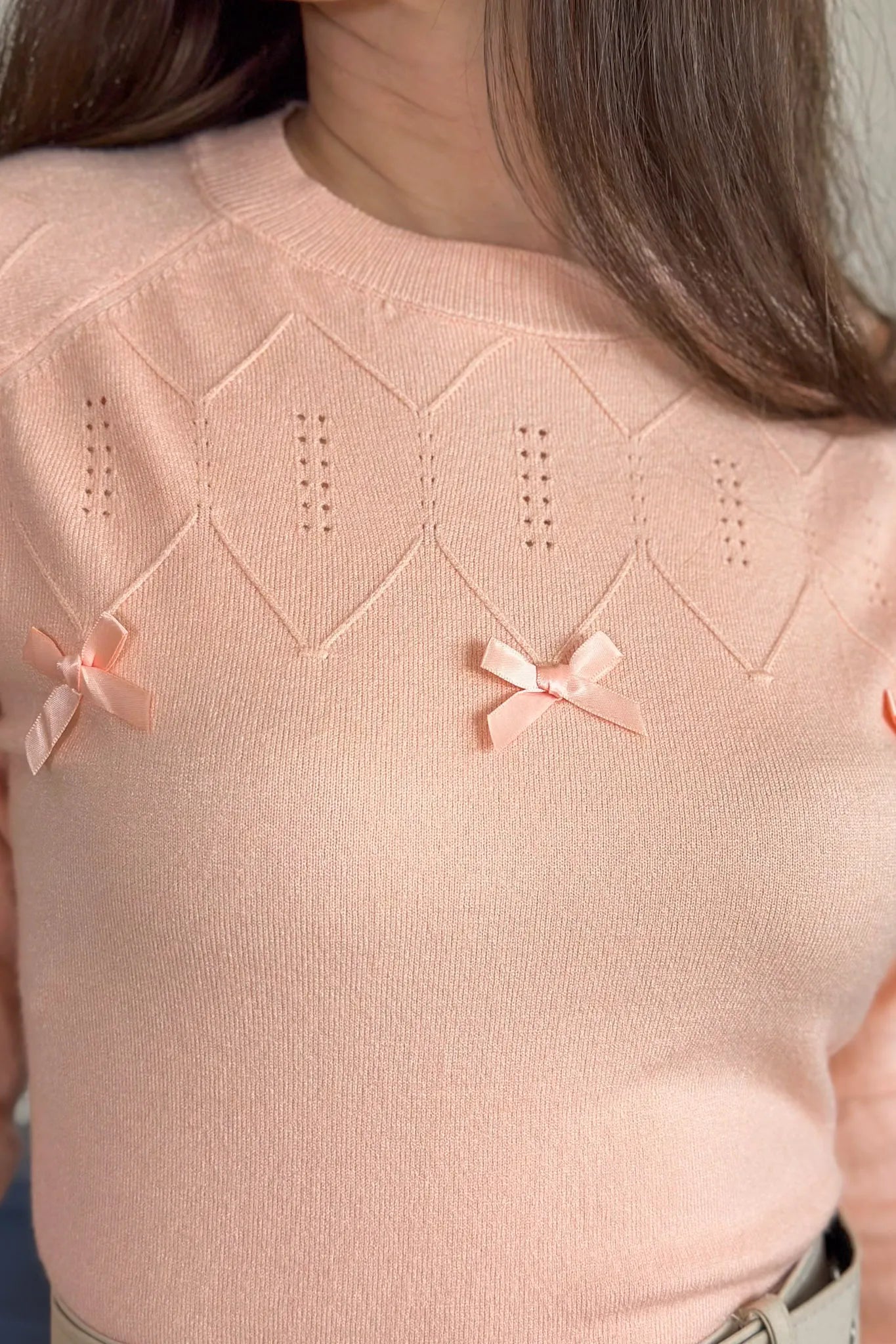 Blusa Manga Longa Em Tricot Cotton Ágata Rosa Claro