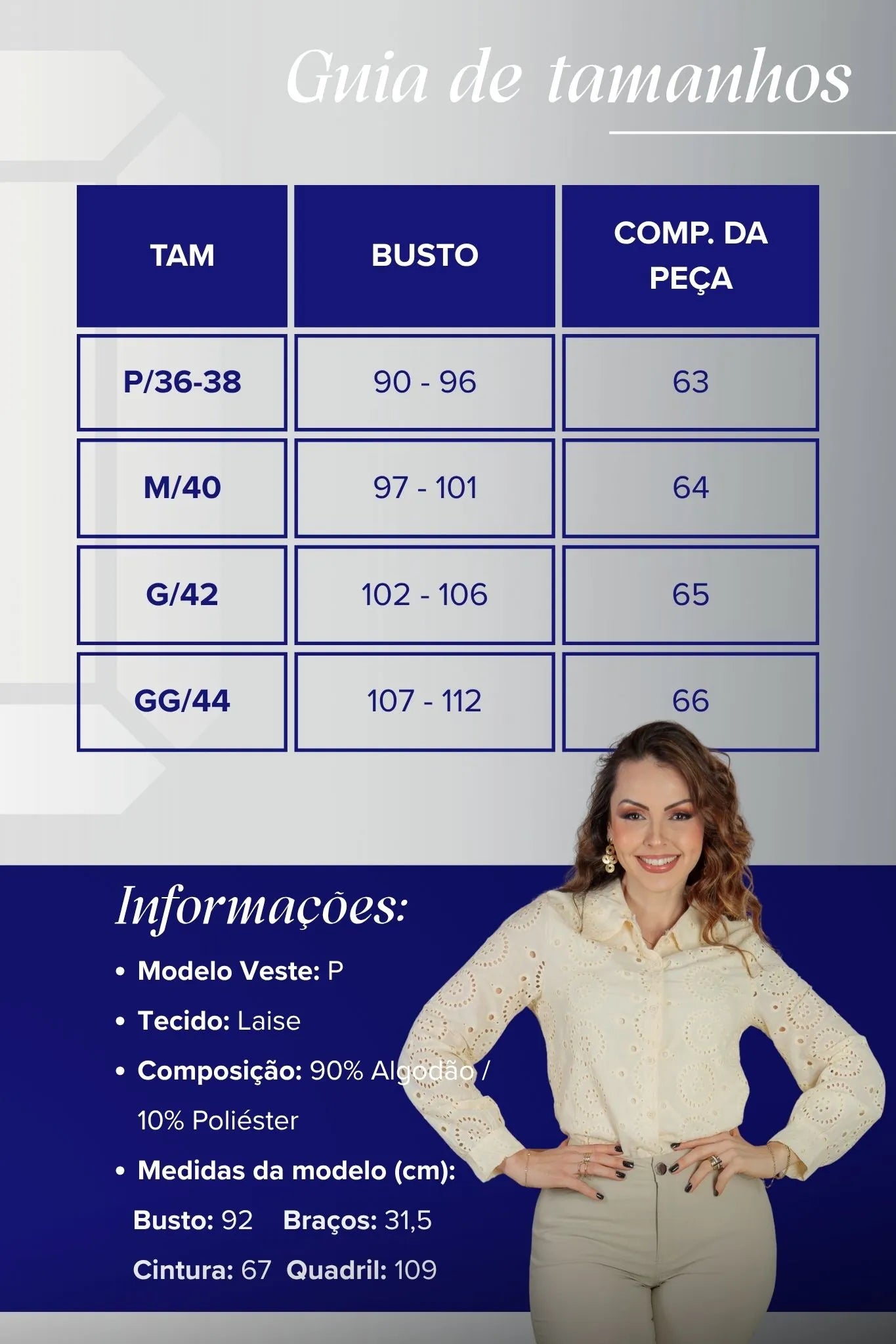 Camisa Manga Longa Em Laise Maia Creme