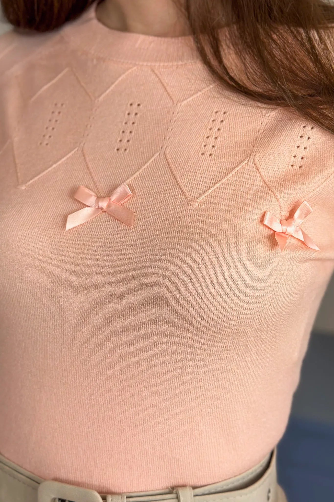 Blusa Manga Longa Em Tricot Cotton Ágata Rosa Claro