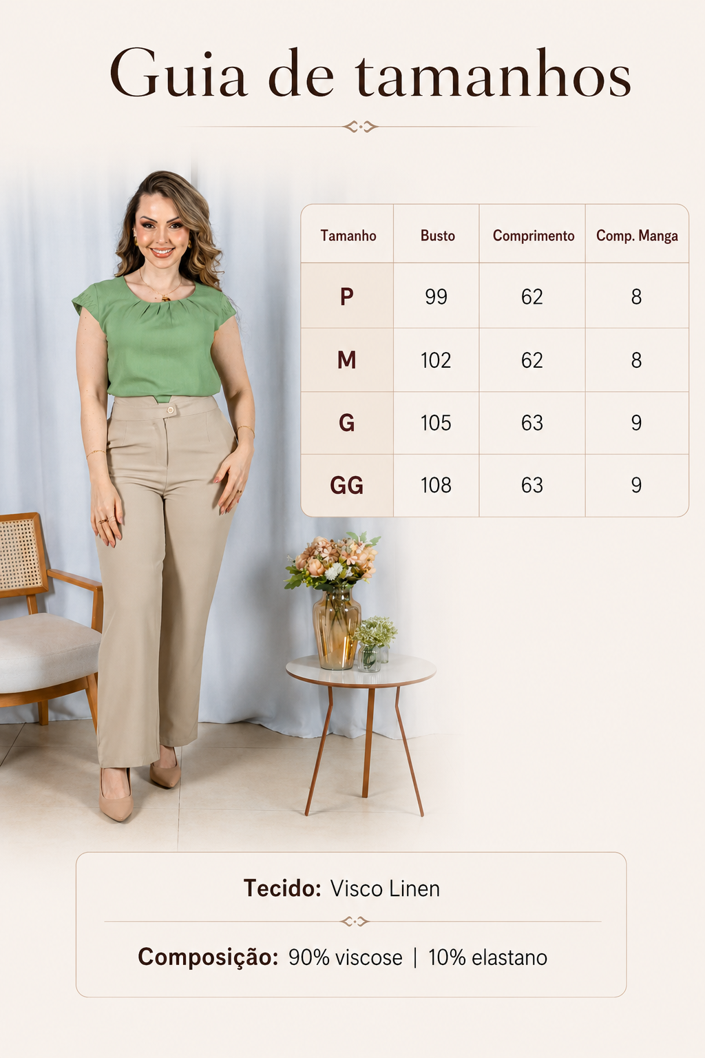 Blusa Visco Linen Muscle com Pregas no Decote Alana Verde