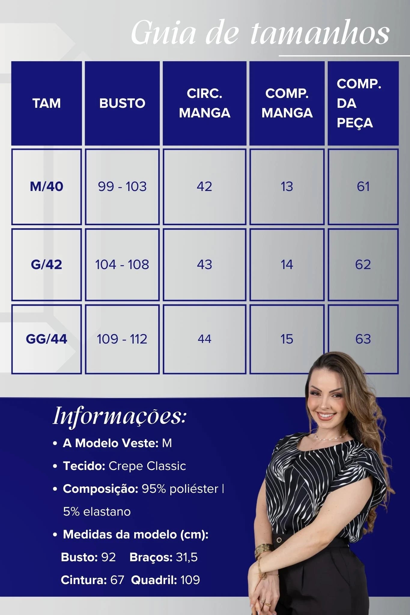 Blusa Manga Curta Transpassada em Crepe Classic Estampada Alana Preta