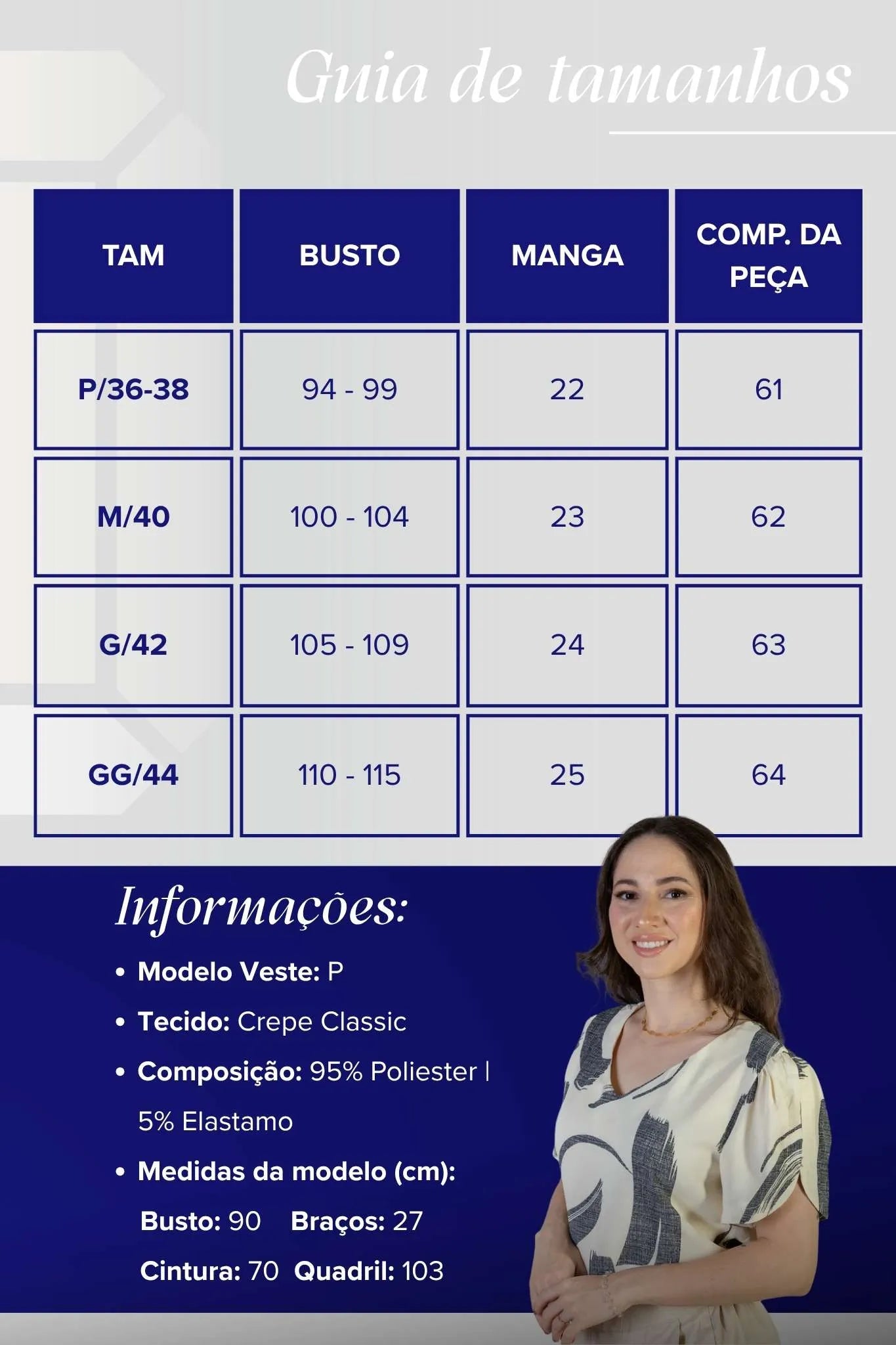 Blusa Manga Curta Crepe Classic Alessandra Estampada Cinza