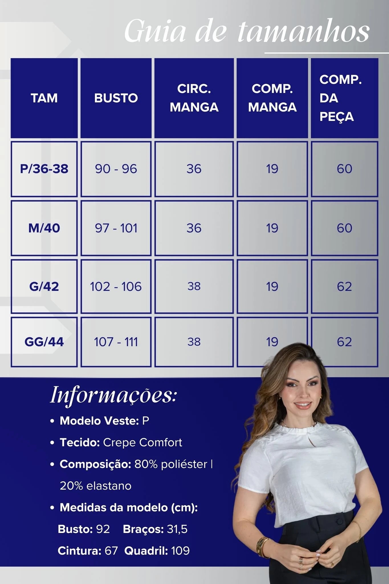 Blusa Manga Curta Crepe Comfort com Pregas e Botão no Colo Alice Branca