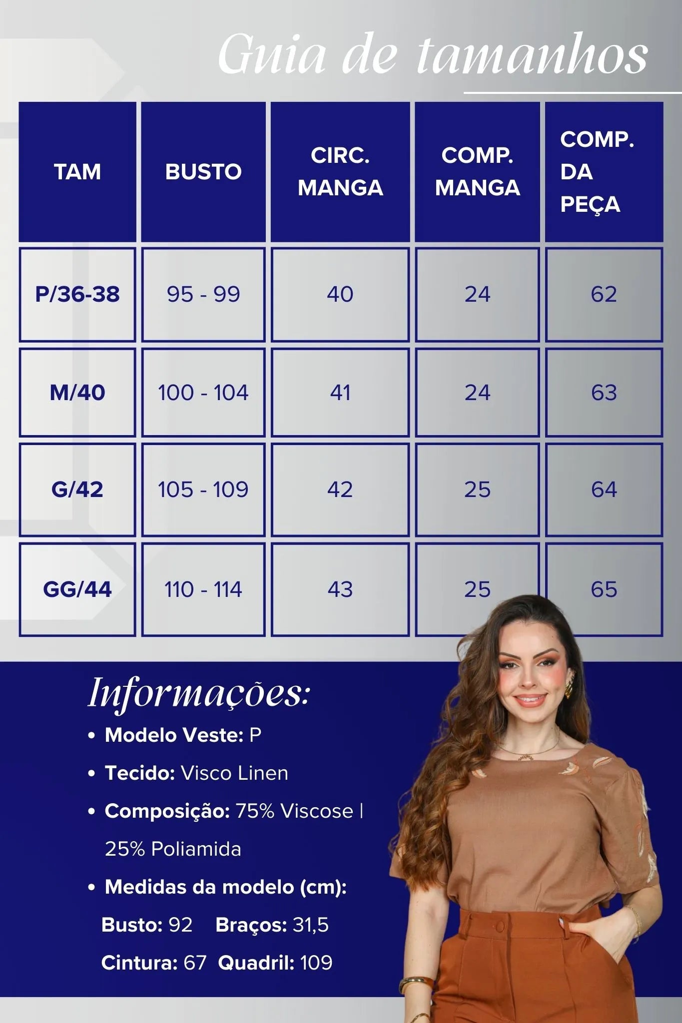 Blusa Manga Curta Visco Linen Detalhes em Bordado Amélia Marrom