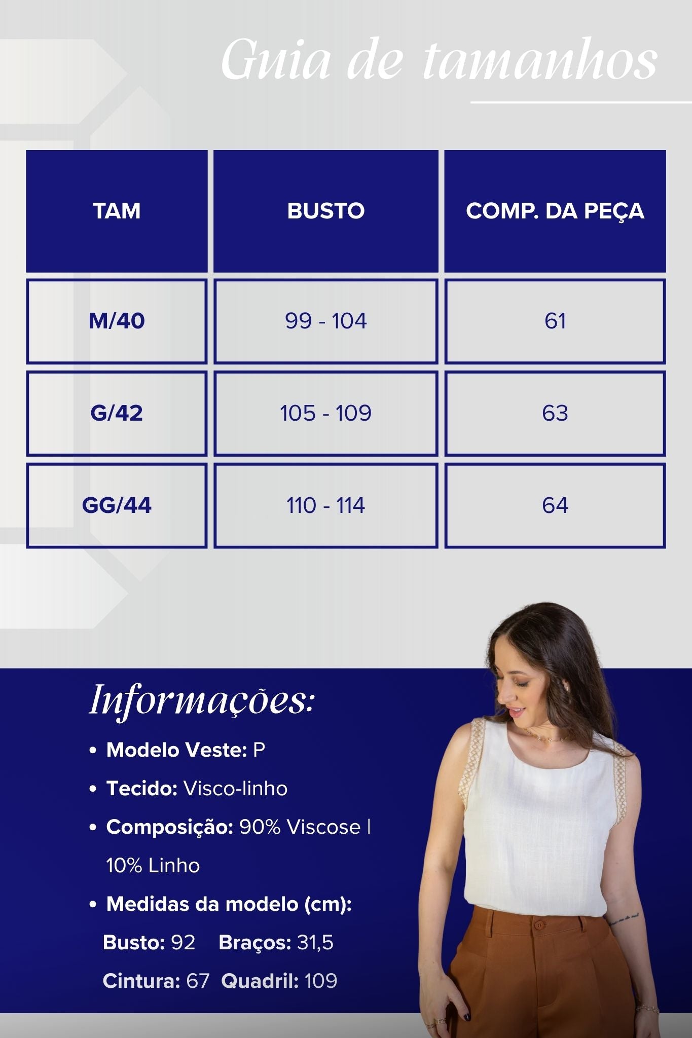 Blusa Regata Detalhe Bordado Visco-linho Ana Maria Braga Branca