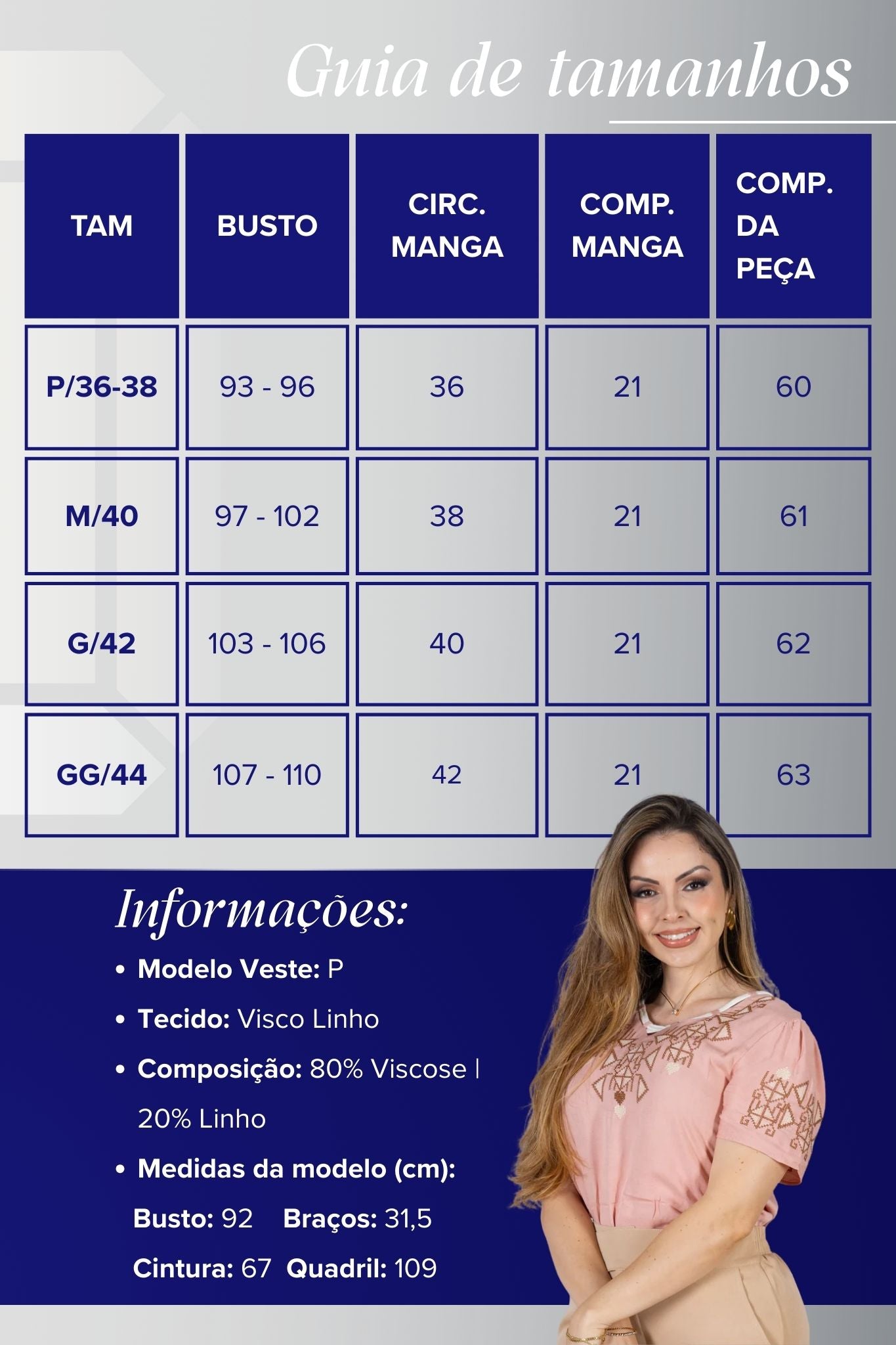 Blusa Manga Curta Decote em "V" Visco-Linho com Detalhes Bordados Colo Angélica Rosê
