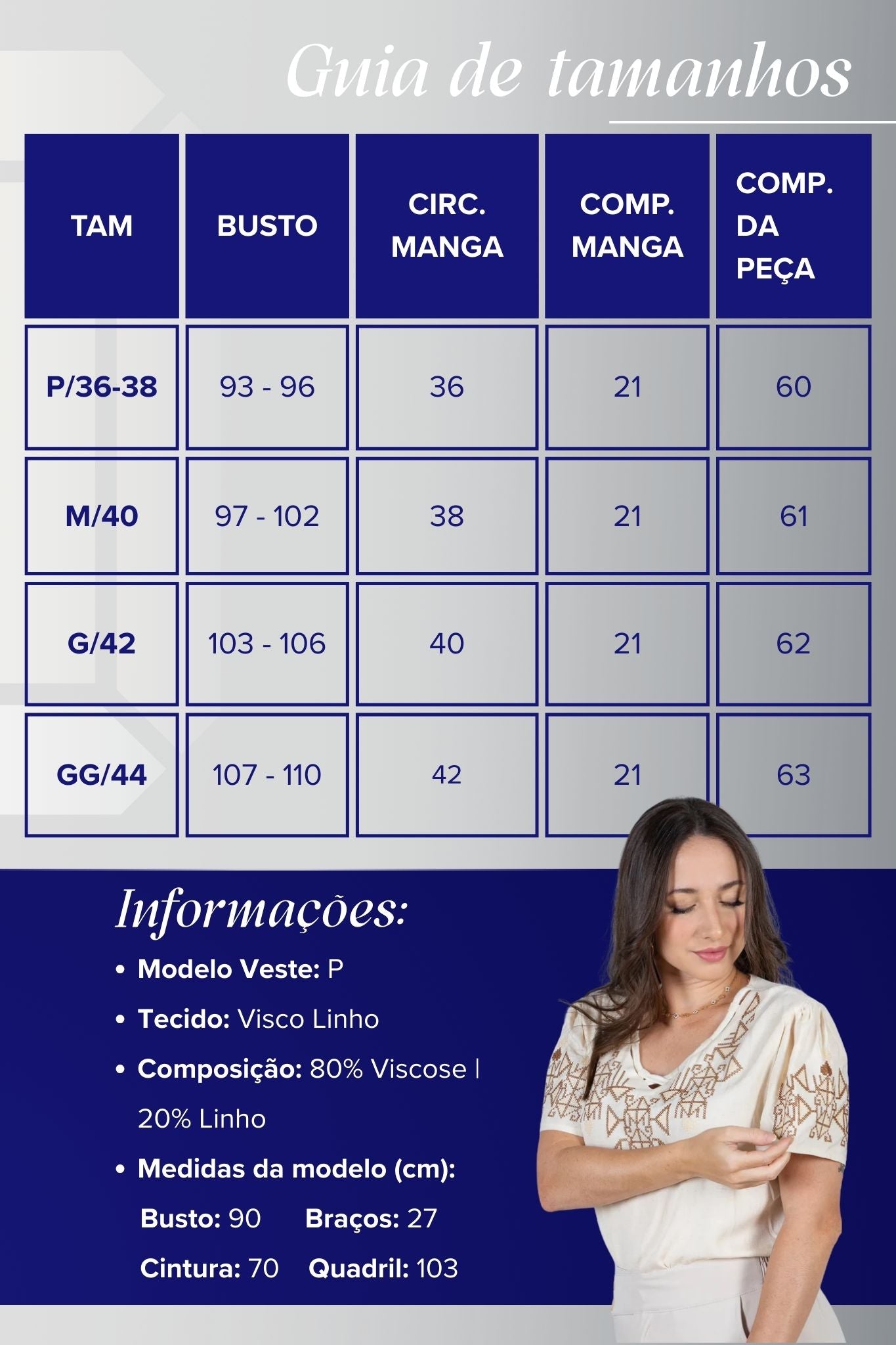Blusa Manga Curta Decote em "V" Visco-Linho com Detalhes Bordados Colo Angélica Creme