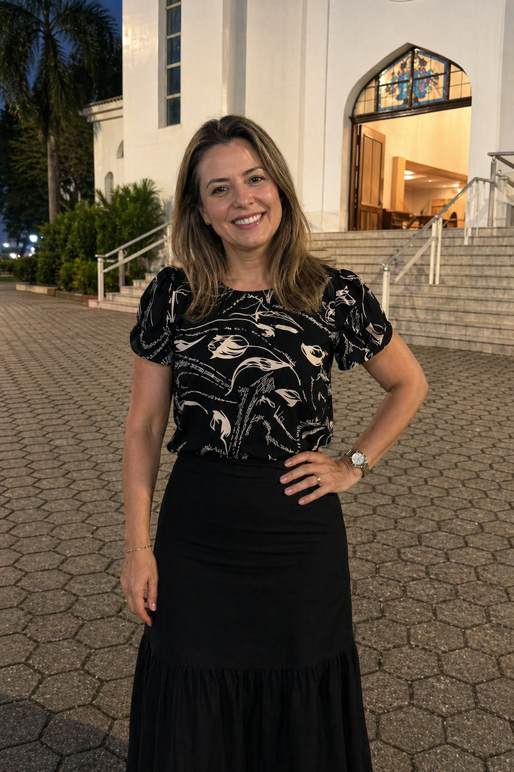 Blusa Jade Estampada Preta - Não amassa, não aperta e combina com tudo
