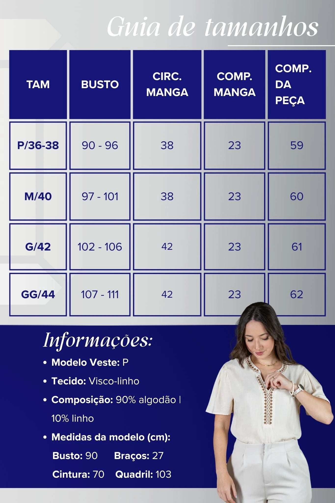 Blusa Manga Curta Detalhe Decote "V" Bordada Algodão Linho Antonella Creme