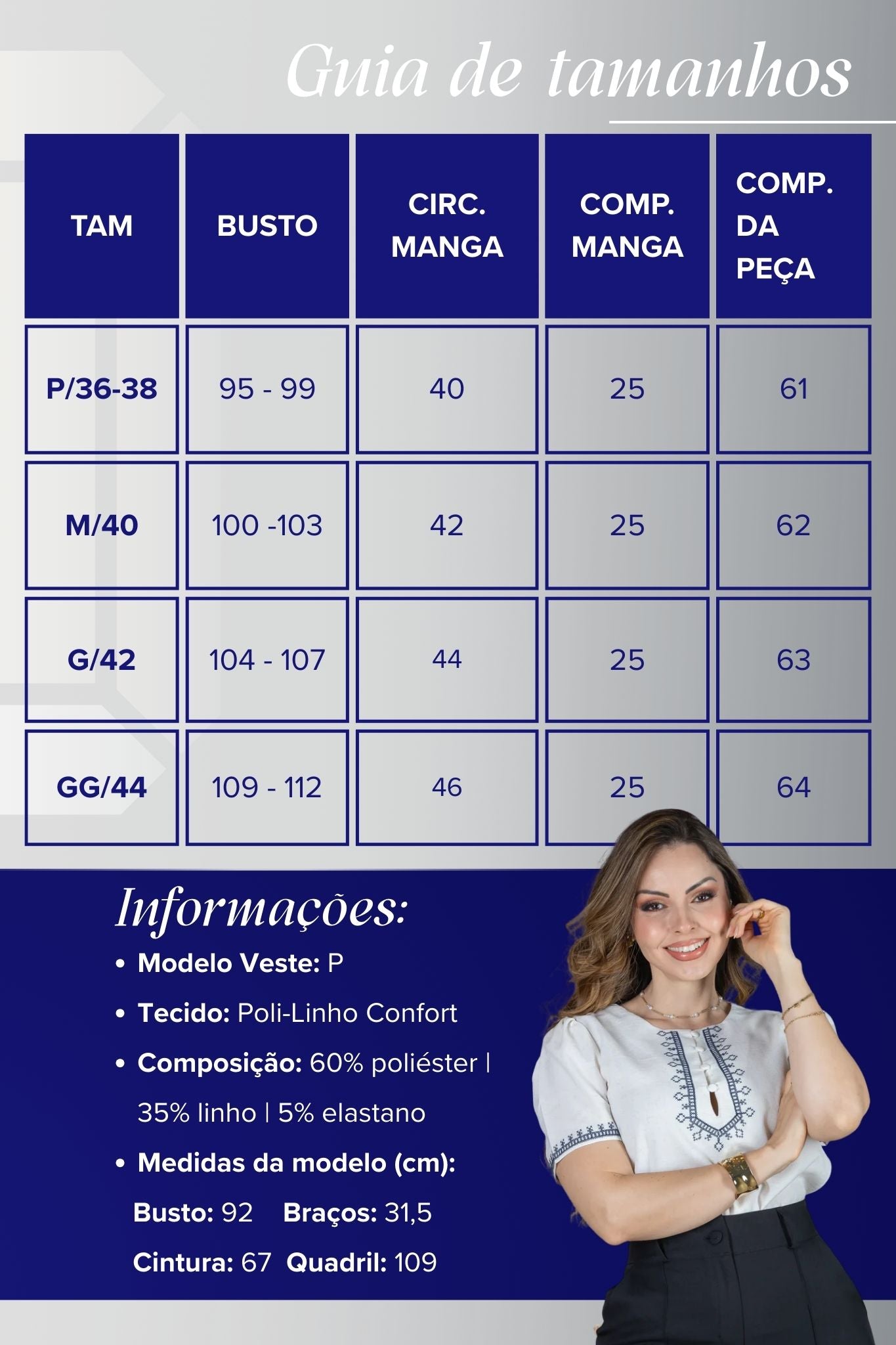 Blusa Manga Curta Poli-Linho Confort Detalhes Bordados e Botões Antônia Off White