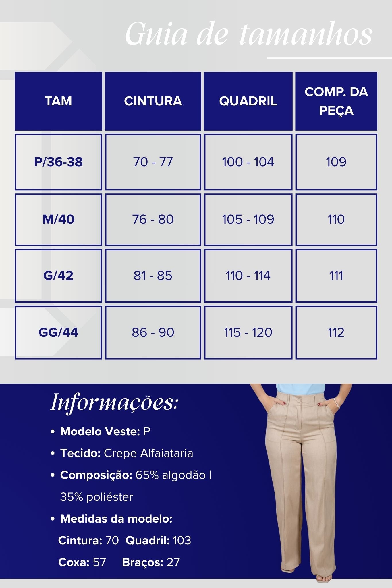 Calça Corte Reto Cotton Alfaiataria Lisse Detalhe em Friso Ariane Creme