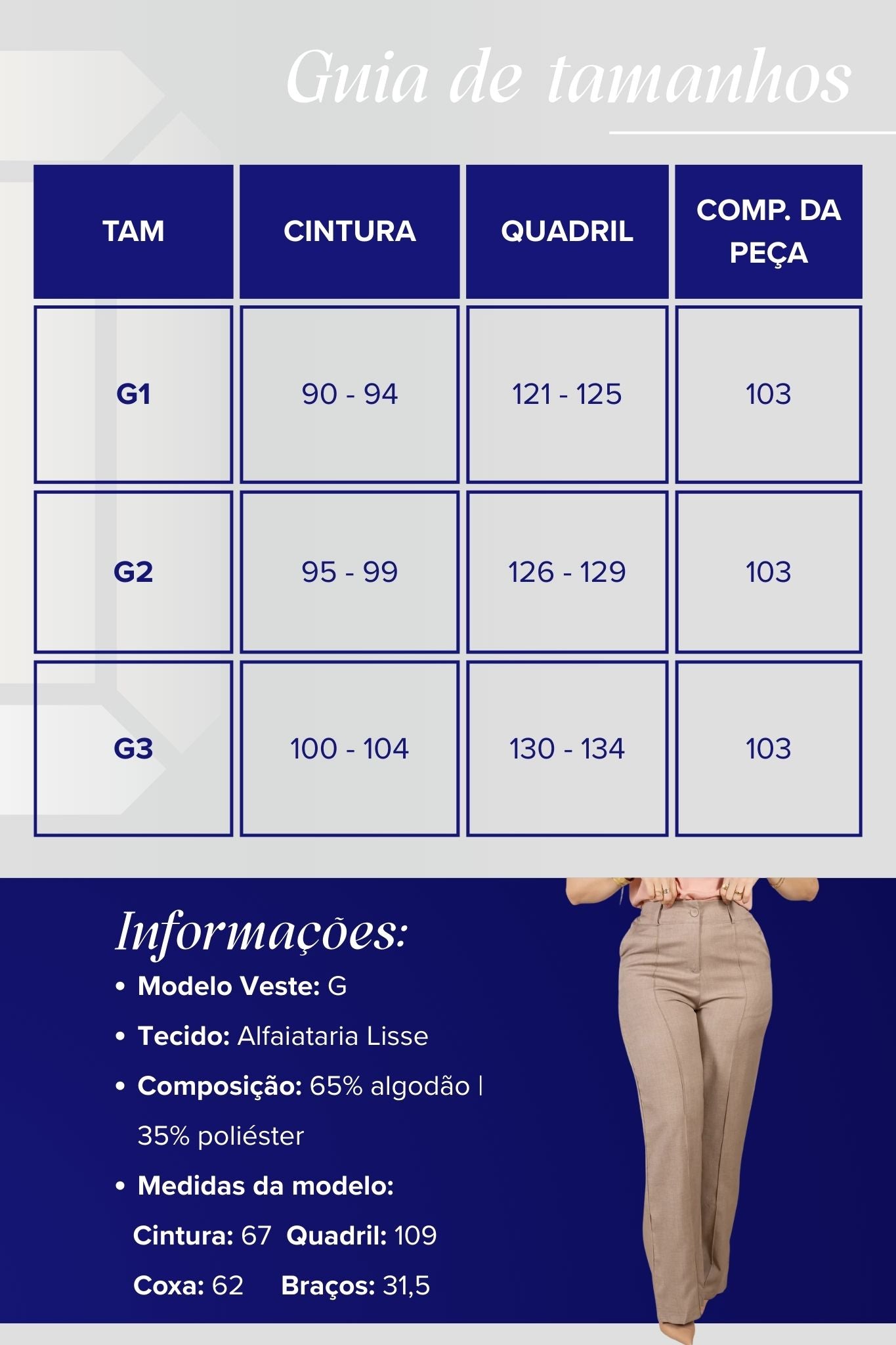Calça Corte Reto Cotton Alfaiataria Lisse Detalhe em Friso Ariane Caqui