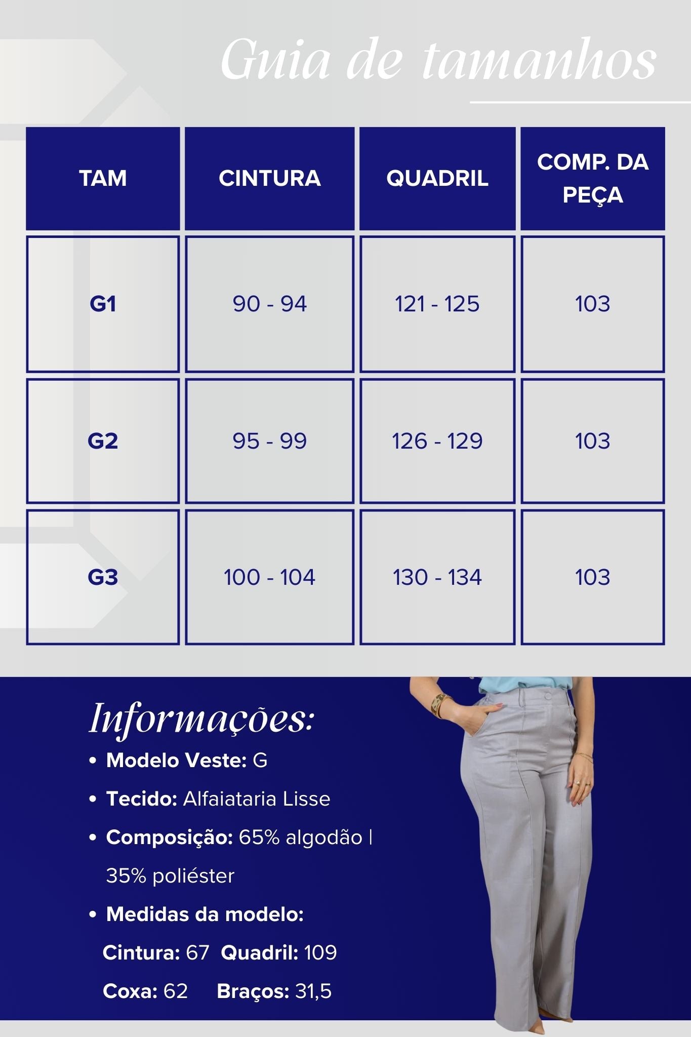 Calça Corte Reto Cotton Alfaiataria Lisse Detalhe em Friso Ariane Cinza