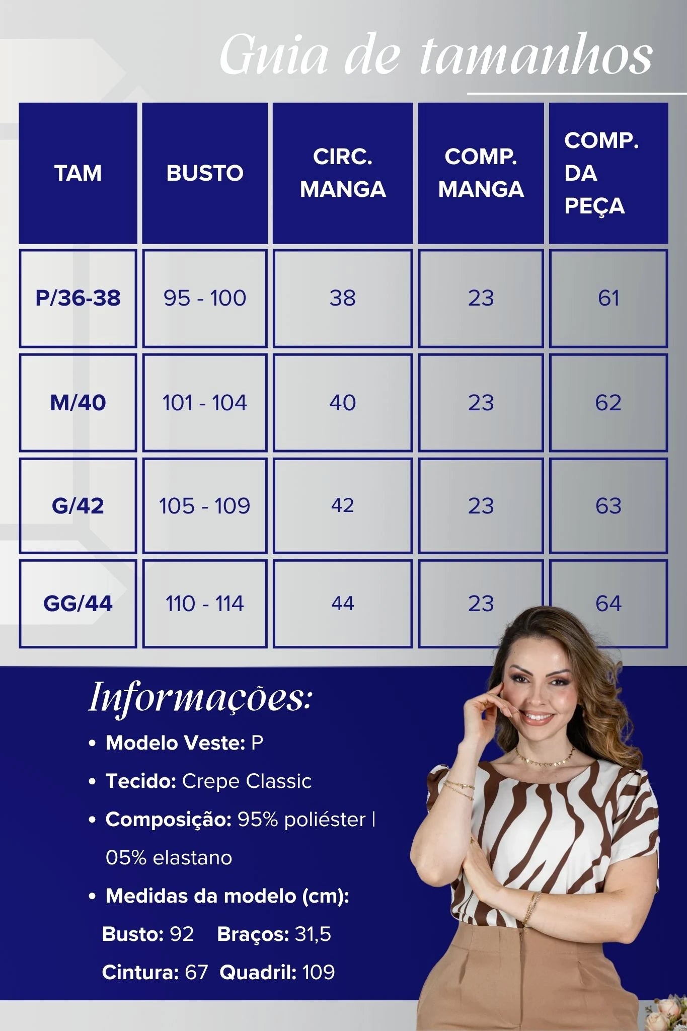 Blusa Manga Curta em Crepe Classic Estampada com Detalhe em Botão Bella Marrom
