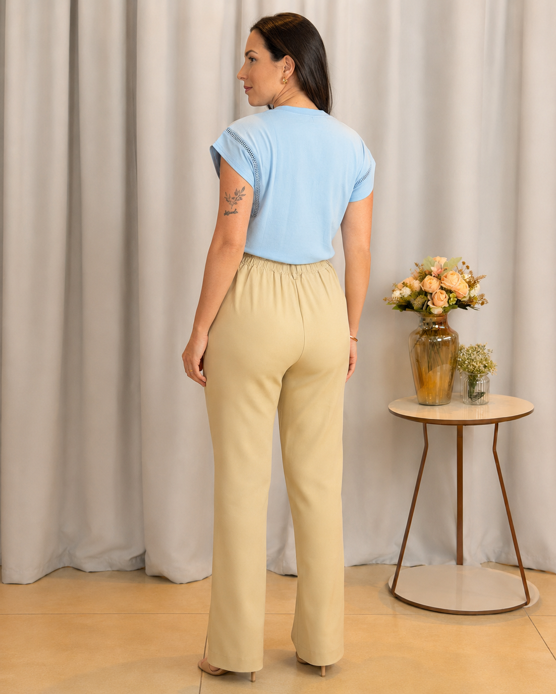 Blusa Cotton Lycra Muscle com Detalhe em Entremeio Betina Azul