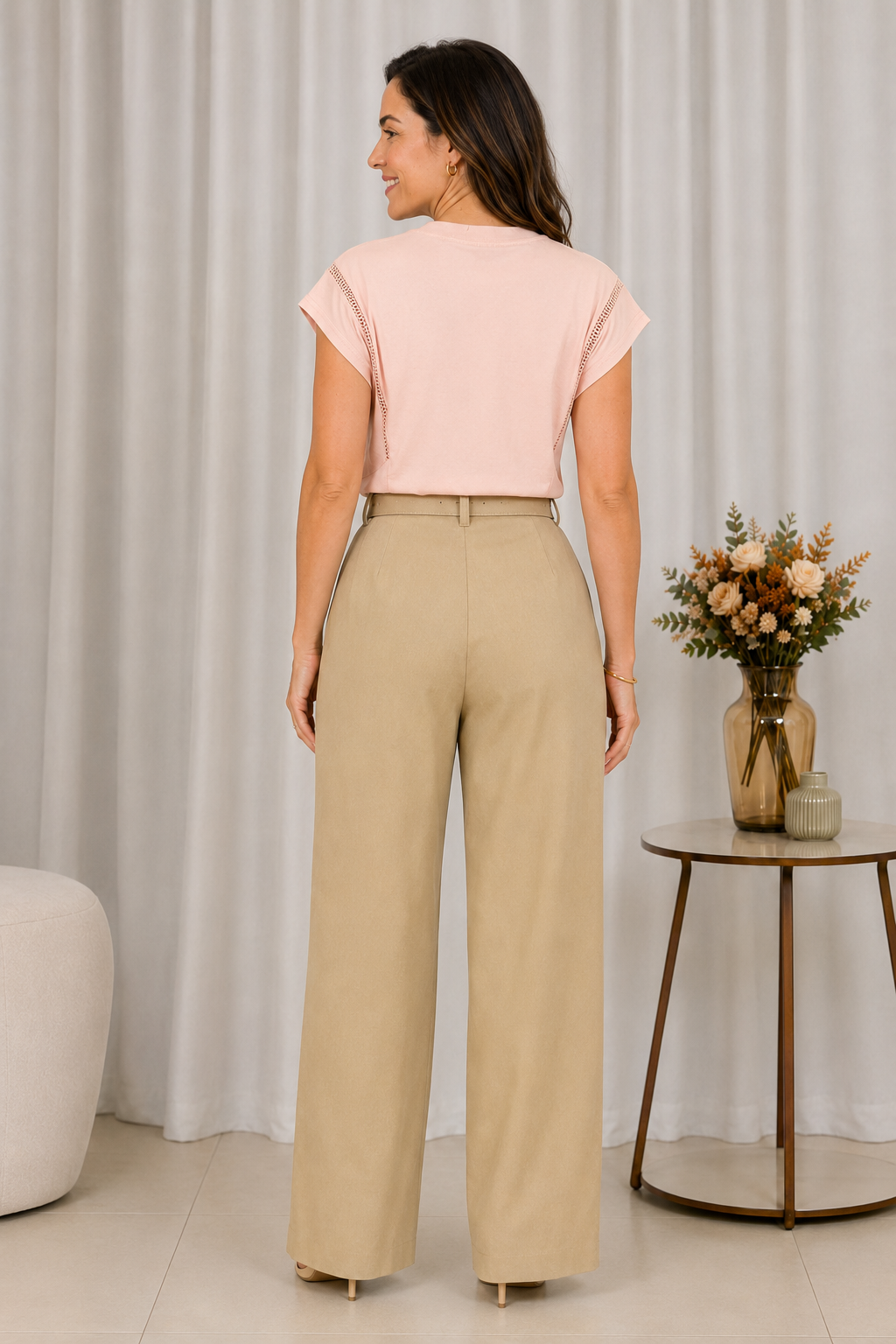 Blusa Cotton Lycra Muscle com Detalhe em Entremeio Betina Rosa